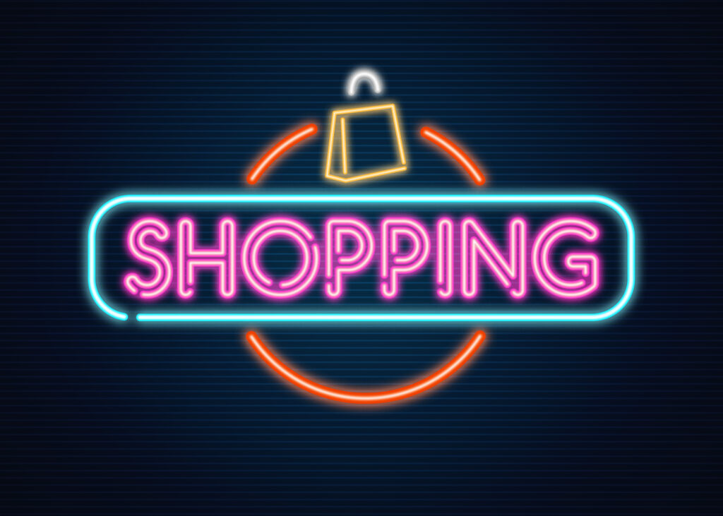 Smart Shopping in Neon Writing